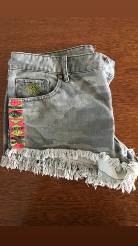 Quick Silver Mini Short Jean Camuflado Mujer Tiro Bajo  M 30