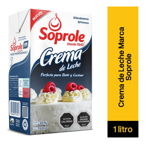 Crema De Leche Marca Soprole Para Batir Y Cocinar 1 Litro