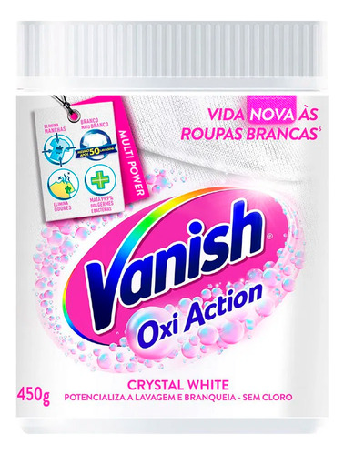 Quitamanchas Vanish Polvo Oxi Action Crystal White 450 G