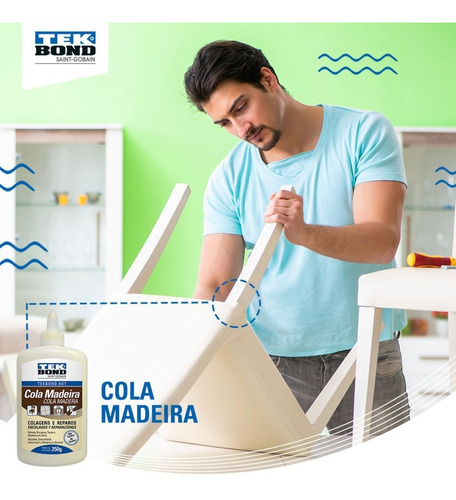 Imagem 5 de 5 de Cola Para Madeira Tacos Móveis Mdf Papel Tecido 250g Tekbond