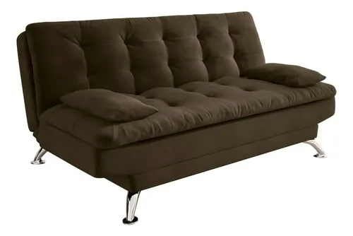 Sofá-cama 3 Lugares Casal Premium Ii Suede Café Marrom