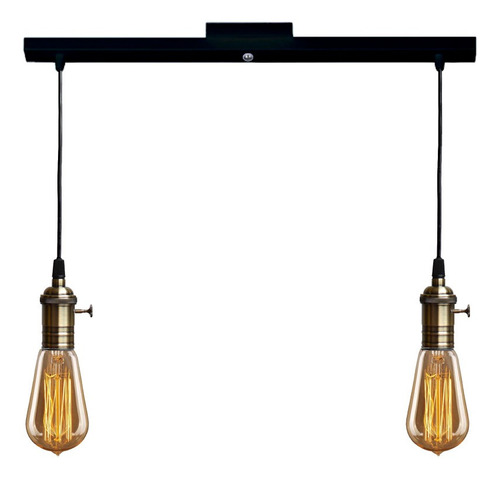 Portalamparas Vintage E27 Colgante Perilla 2 Luces Lineal