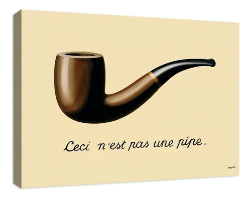 Cuadro Decorativo Canvas Coleccion René Magritte 60x45 Color Esto No Es Una Pipa Armazón Natural