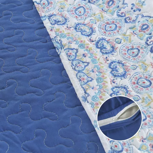 Cubrecamas Queen Azul Quilt Cover 2 Plazas Funda Haussman