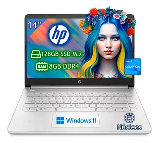 Laptop Hp 14 Intel Celeron N4120 128gb Ssd 8gb Ram 4 Nucleos