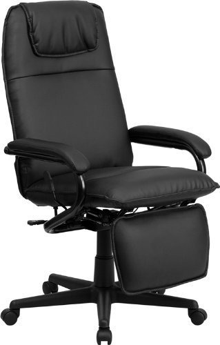 Silla Giratoria Reclinable Ejecutiva De Cuero Negro