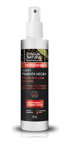 Fluído Pimenta Negra Termoterapia 190ml D'agua Natural