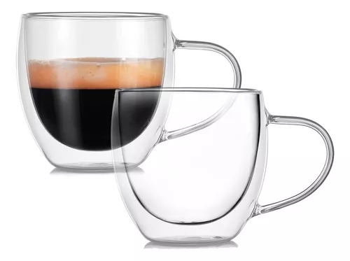WELTAZ Tazas de café de vidrio, tazas de espresso, tazas de café de vidrio  de doble pared con asa, t…Ver más WELTAZ Tazas de café de vidrio, tazas de