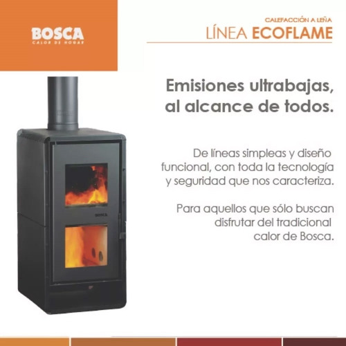 Salamandra Bosca Eco Flame 360 Estufa Leña 180m2 Kcal 9.500