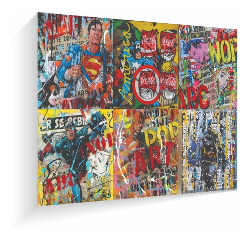 Cuadro En Maderatela Bantec Super Heroes 60 X 42 Cm Pop Art