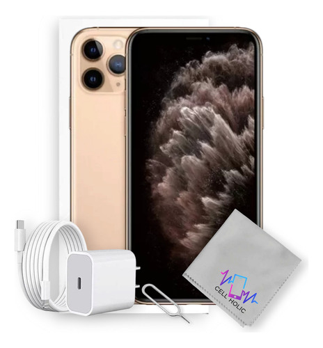 Iphone 11 Pro Max 64 Gb Oro Caja Original Bateria 100% Amarillo (Reacondicionado)