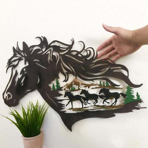 Decoración De Pared Con Silueta De Caballo De Metal, Caballo