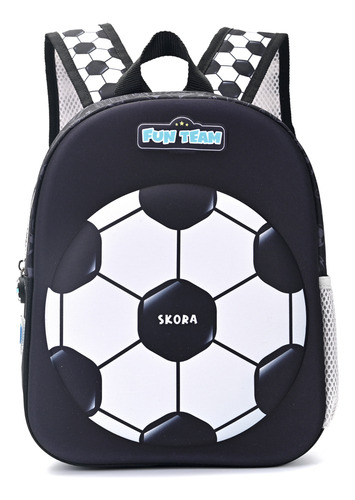 Mochila Infantil Skora Fun Team Diseño Deportivo Con Espalda Color Negro Diseño De La Tela Fútbol