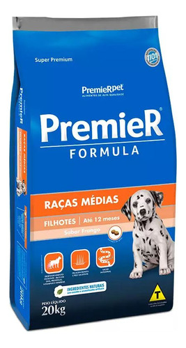 Ração Premier Fórmula Cães Filhotes Raças Médias Frango 20kg