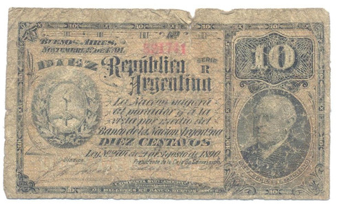 10 Centavos 1891 Areco Molina Bottero 1017 Caja Conversion