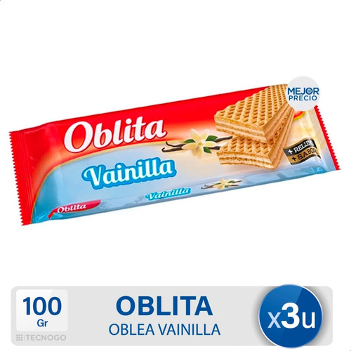 Galletitas Oblea Oblita Vainilla Dulces Pack X3