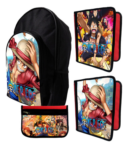 Mochila +2 Carpetas+ Cartu De One Piece #286