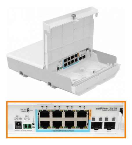 Mikrotik 8-1000(7poe-in) 2-sfp+10g Swos Req12-57v Css610-1gi
