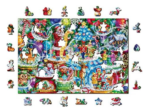 500 +5 Piece Wooden Jigsaw Puzzle Christmas Snowballs -...