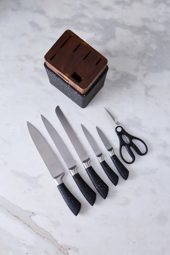 Juego De Cuchillos Cocina Taco De Madera & Granite 5 Piezas
