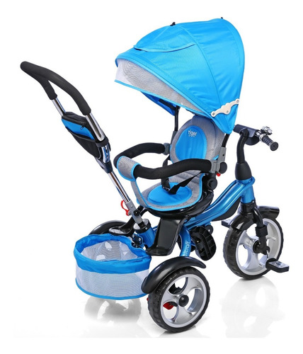 Triciclo Infantil Bebe Asiento Gira 360 Manija Canasto Bolso