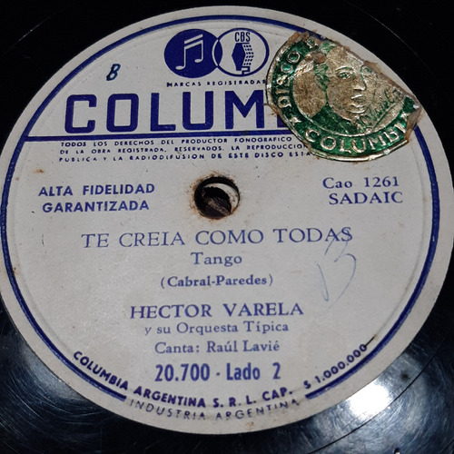 Pasta Hector Varela Rodolfo Lesica Raul Lavie Columbia C532