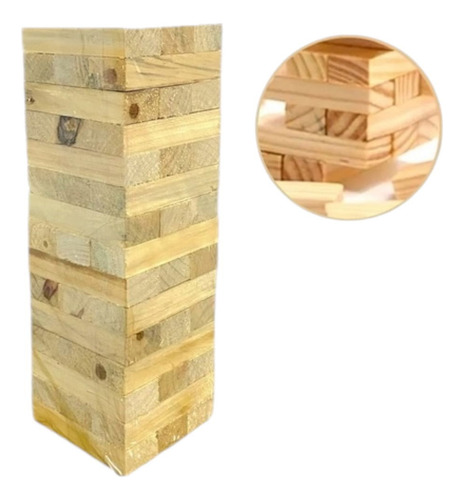 Torre De Taquitos De Madera Mediano Juego De Mesa 36 Piezas
