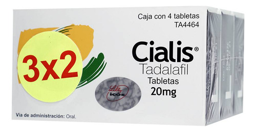 Cialis Tabletas 20 Mg, 3 Cajas X 4 Tabletas