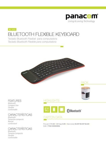 * Mini Teclado Bluetooth Silicona Smartphones Android Ios *