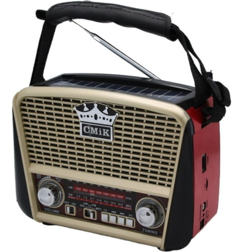 Imagem 2 de 6 de Radio Energia Solar Vintage Retro Am Fm Bluetooth Usb Sd