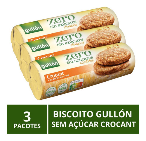 Biscoito Gullón, Crocant, 3 Pacotes De 280g, Sem Açúcar