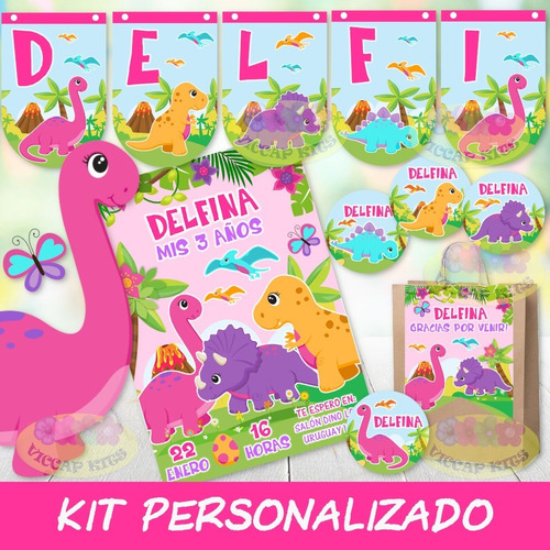 Kit Imprimible Dinosaurios Nena Personalizado