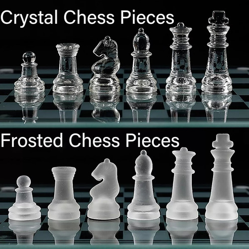 Ajedrez Vidrio 34,5 X 34,5 Cm Glass Chess Cristal Juego Mesa