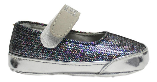 Flats Guess Para Bebé Color Glitter Plata Con Ajuste