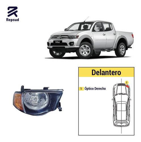 Optico Derecho Mitsubishi L200 2008 2015 Amarillo