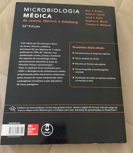 Livro Microbiologia Jawetz,melnick E Adelberg 26 Edç Usado