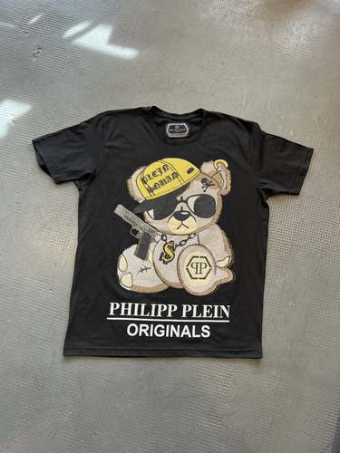 Remera Philipp Plein Usada Negra Strass Talle Xl De Hombre (Usado)