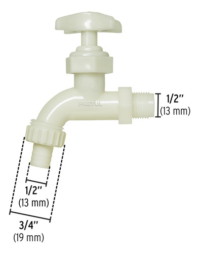 Llave De Plastico Para Manguera Entrada 1/2'' Pretul 29030
