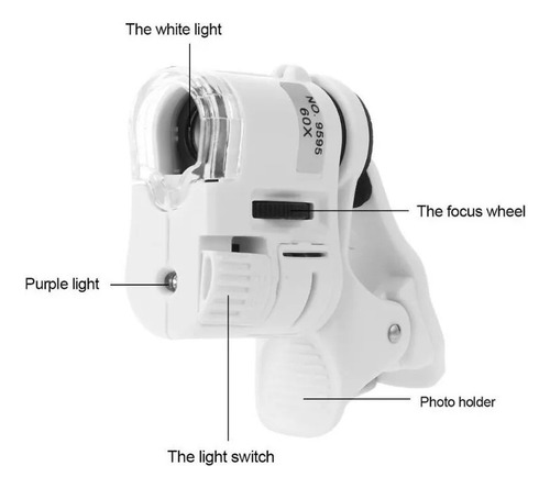 Microscopio For Phone Lens Lupa Led Zoom Clip 60x
