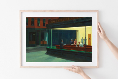 Cuadros Edward Hopper 20x25 Nighthawks Marco Vidrio Lámina