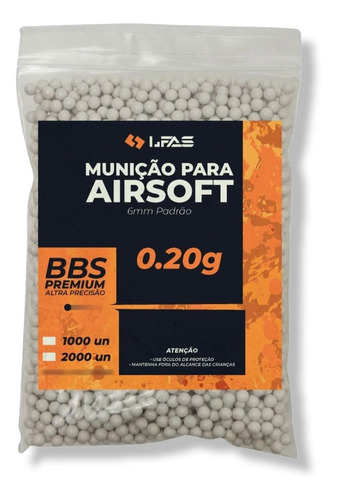 Bbs Munição Premium Airsoft 1000un 0.20g Esfera 6mm