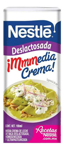 Media Crema Nestlé Deslactosada 3 Piezas De 190 Gramos C/u