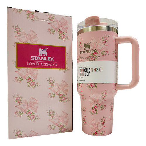 Termo Stanley 40 Oz: Estilo Unico X Love Shack Fancy Blush Blossom Elegance