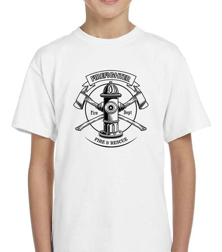 Remera De Niño Bombero Fuego Rescatista Hacha