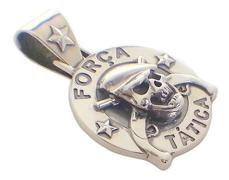 Pingente Força Tática Caveira Em Prata Para Policiais