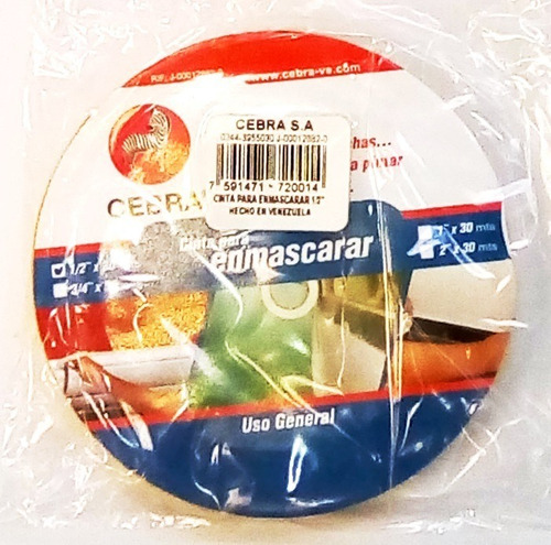 Cinta Para Enmascarar Tirro Cebra 1/2x30mts X 6 Unidades