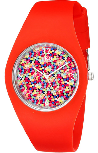 Tko Cool Red Rubber Fun Gum Ball Dial Reloj Para Adolescente