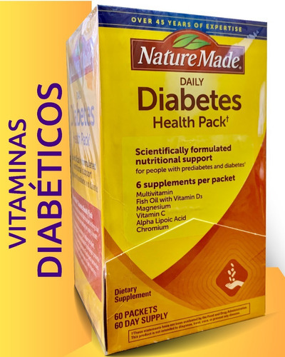 Vitaminas Diabetes / Pre + Control Glucosa 60días Americano* Sabor Sin Sabor