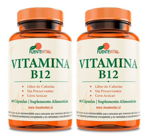 Vitamina B12 Fv 120 Capsulas Vegetales 2 Frascos