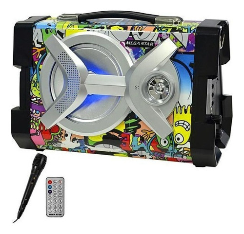 Caixa Karaokê 20 Watts Rms Com Bluetooth / Usb / Fm Cor Azul